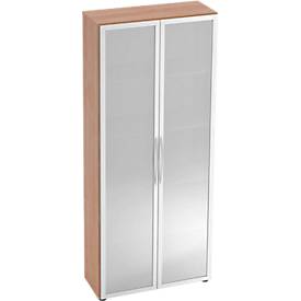 Armoire à portes vitrées TARA, 5 hauteurs de classeur, l. 800 x P 346 x H 1880 mm, coloris noyer
