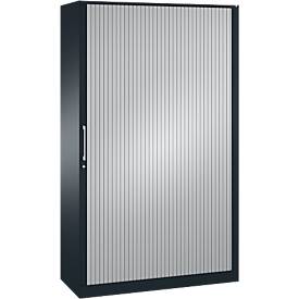 Armoire à rideau coulissant ASISTO C 3000, 5 hauteurs de classeur, avec rideau coulissant acoustique, 1200 mm de large, anthracite/argent alu