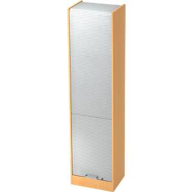 Armoire à rideau coulissant TARVIS, 5 hauteurs de classeur, verrouillable, l. 500 x P 400 x H 2004 mm, coloris hêtre/alu argent