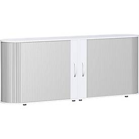 Armoire à rideau coulissant transversal Alicante, l. 2000 x P 400 x H 828 mm, blanc