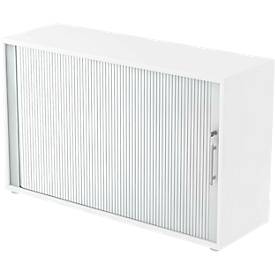 Armoire à rideau coulissant ULM, 2 HC, rideaux argentés, l. 1200 x P 400 x H 748 mm, blanc