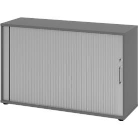Armoire à rideaux Breno, 2 HC, verrouillable, empilable, L 1200 x P 400 x H 748 mm, panneau de particules, graphite