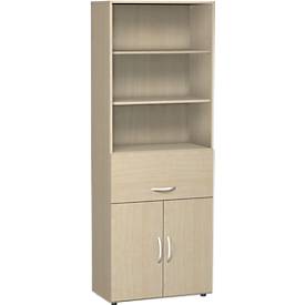 Armoire combinée à dossiers suspendus ALICANTE, 6 HC,  l. 800 mm, coloris érable