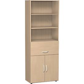 Armoire combinée à dossiers suspendus ALICANTE, 6 HC,  l. 800 mm, coloris hêtre