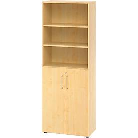 Armoire combinée Breno, 6OH, élément d'armoire et d'étagère, verrouillable, L 800 x P 420 x H 2156 mm, panneau de particules, érable/érable
