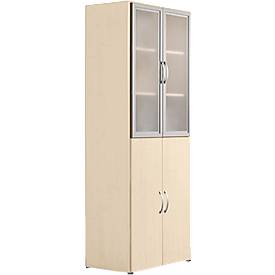 Armoire combinée PALENQUE, 6 OH, portes en bois/verre, L 800 x P 420 x H 2160 mm, érable