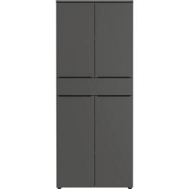 Armoire combinée Porto, 1 tiroir, 4 portes et 3 étagères, 4 HC, L 810 x P 400 x H 1970 mm, graphite