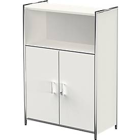Armoire combinée Toledo, avec panneau de finition arrière, verrouillable, 3 HC, 1 compartiment, l. 800 x P 380 mm, blanc