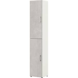 Armoire de bureau TEMPIO, en bois, 2 portes, 6 OH, L 400 x P 340 x H 2130 mm, blanc/béton