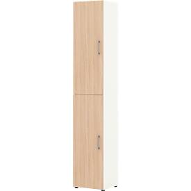 Armoire de bureau TEMPIO, en bois, 2 portes, 6 OH, L 400 x P 340 x H 2130 mm, blanc/chêne Sonoma