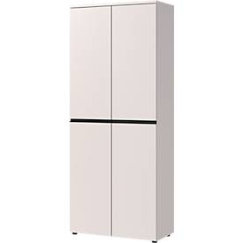 Armoire de classement Aalborg, 2 portes, 4 tablettes, patins de meuble, panneau de particules mélaminé, L 810 x P 400 x H 1970 mm, cachemire
