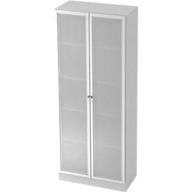 Armoire de classement avec portes vitrées ULM, 5 HC, l. 800 x P 420 x H 2004 mm, gris clair