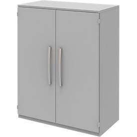 Armoire de classement BARI, 3 hauteurs de classeurs, 2 tablettes, l. 819 x P 430 x H 1117 mm, gris clair