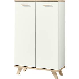 Armoire de classement OSLO, 3 hauteurs de classeurs, l. 750 x P 370 x H 1220 mm, blanc/chêne Sanremo-noyer