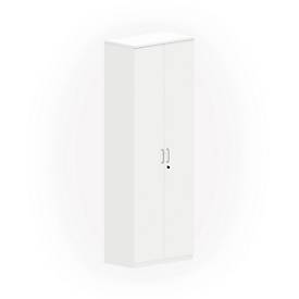 Armoire NEVADA, 6 HC, portes en bois, l. 800 x P 445 x H 2220 mm, blanc 
