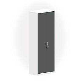 Armoire NEVADA, 6 HC, portes en bois, l. 800 x P 445 x H 2220 mm, blanc/gris foncé 
