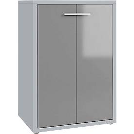 Armoire Player, 3 hauteurs de classeurs, 2 portes, largeur de 789 mm, gris platine/verre gris