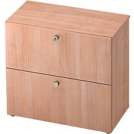 Armoire pour dossiers suspendus TOPAS LINE, 2 hauteurs de classeurs, avec extension totale, décor noyer/noyer