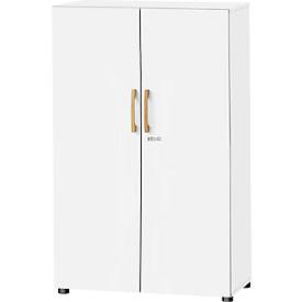Armoire Start Off Wood, en bois, 4 HC, verrouillable, piètement avec patins, L 800 x P 420 x H 1470 mm, blanc 