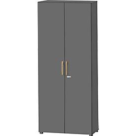 Armoire Start Off Wood, en bois, 6 HC, verrouillable, piètement avec patins, L 800 x P 420 x H 2196 mm, bois, graphite 