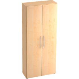 Armoire TARA, 5 hauteurs de classeur, portes battantes, avec 1 tablette intermédiaire, 3 étagères, l. 800 x P 330 x H 1880 mm, coloris érable