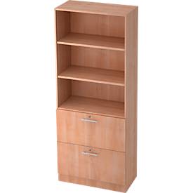 Armoire ULM, avec tiroirs à dossiers suspendus, 3 HC, H 2004 x l. 800 x P 420 mm, coloris noyer