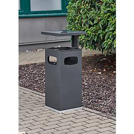 Ascher-Papierkorb mit abnehmbarem Dach, 70 Liter, B 395 x T 395 x H 910 mm, schwarzgrau RAL 7021
