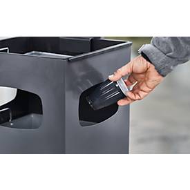 Ascher-Papierkorb mit abnehmbarem Dach, 70 Liter, B 395 x T 395 x H 910 mm, schwarzgrau RAL 7021