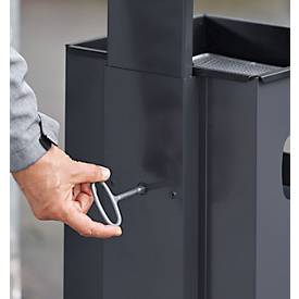 Ascher-Papierkorb mit abnehmbarem Dach, 70 Liter, B 395 x T 395 x H 910 mm, schwarzgrau RAL 7021