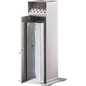 Ascher-Standsäule, Volumen 23 l, abschließbar, inkl. 1 Schlüssel, B 380 x T 380 x H 880 mm, Edelstahl