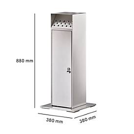 Ascher-Standsäule, Volumen 23 l, abschließbar, inkl. 1 Schlüssel, B 380 x T 380 x H 880 mm, Edelstahl