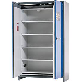 Asecos Akku-Lagerschrank ION-CORE-90 CS 1200, 5 Fachböden gelocht + 1 Bodenauffangwanne, B 1193 x T 615 x H 1953 mm