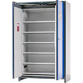 Asecos Akku-Lagerschrank ION-CORE-90 CS 1200, 6 Fachböden gelocht + 1 Bodenauffangwanne, B 1193 x T 615 x H 1953 mm