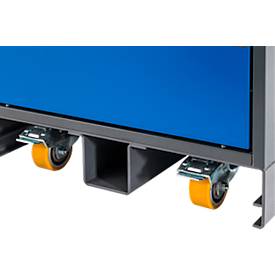 Asecos Rollensatz für Sockel, für Schränke ION-CORE-90 und ION-CHARGE-90, für 590 mm Breite, 2 Lenk- und 2 Bockrollen, Polyurethan