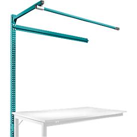 Aufbauportal m. Ausleger, Ansatztisch SPEZIAL Arbeitstisch/Werkbank UNIVERSAL/PROFI, 1500 mm, wasserblau