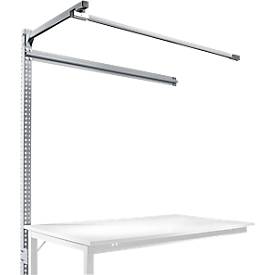 Aufbauportal m. Ausleger, Ansatztisch STANDARD Arbeitstisch/Werkbank UNIVERSAL/PROFI, 1500 mm, alusilber