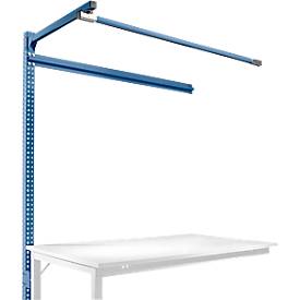 Aufbauportal m. Ausleger, Ansatztisch STANDARD Arbeitstisch/Werkbank UNIVERSAL/PROFI, 1500 mm, brillantblau