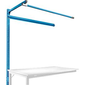 Aufbauportal m. Ausleger, Ansatztisch STANDARD Arbeitstisch/Werkbank UNIVERSAL/PROFI, 1500 mm, lichtblau