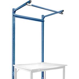 Aufbauportal m. Ausleger, Grundtisch STANDARD Arbeitstisch/Werkbank UNIVERSAL/PROFI, 1250 mm, brillantblau