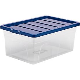 Aufbewahrungsbox Fellowes BANKERS BOX, Volumen 38 l, stapelbar, Deckel mit Klippverschluss, L 560 x B 370 x H 250 mm Polypropylen, transparent-dunkelblau