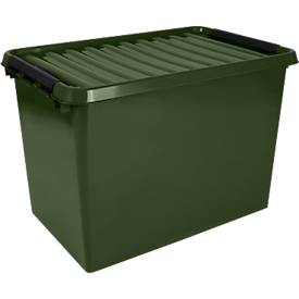 Aufbewahrungsbox Sunware Q-LINE, 72L, Verschlussclips, Deckel, Recyclingmaterial, L 600 x B 400 x H 420 mm, schwarz/grün