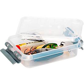 Aufbewahrungsbox Sunware Q-LINE, Verschlussclips, transparent, stapelbar, 0,2 l, L 118 x B 77 x H 30 mm, grau