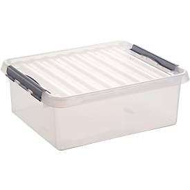 Aufbewahrungsbox Sunware Q-LINE, Verschlussclips, transparent, stapelbar, 1 l, L 200 x B 150 x H 60 mm, grau