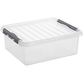 Aufbewahrungsbox Sunware Q-LINE, Verschlussclips, transparent, stapelbar, 25 l, L 500 x B 400 x H 180 mm