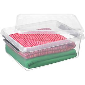 Aufbewahrungsbox Sunware Q-LINE, Verschlussclips, transparent, stapelbar, 25 l, L 500 x B 400 x H 180 mm