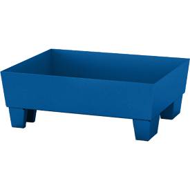 Auffangwanne ASECOS, Stahl, mit Sockelfüßen, 60 l Auffangvolumen, B 635 x T 785 x H 268 mm, lackiert