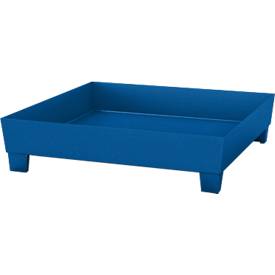 Auffangwanne ASECOS, Stahl, mit Staplerschuhen, 200 l Auffangvolumen, B 1210 x T 1240 x H 285 mm, lackiert