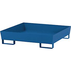 Auffangwanne ASECOS, Stahl, mit Staplerschuhen, 200 l Auffangvolumen, B 1210 x T 1240 x H 285 mm, lackiert o. verzinkt