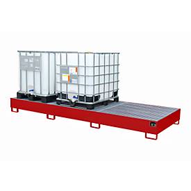 Auffangwanne AW 1000-3, für 3 IBC-Container à 1000 l oder 10 Fässer à 200 l, L 3850 x B 1300 x H 340 mm, unterfahrbar, f
