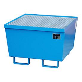 Auffangwanne BAUER AM-1, mit Gitterrost, Stahl, 215 l, B 800 x T 800 x H 545 mm, blau
